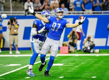 Aidan Hutchinson and the Detroit Lions at Ford Field, Detroit, MI, September, 18th, 2022. Photo courtesy of All-Pro Reels/Flickr.
