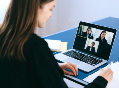 Women on a group video conference call