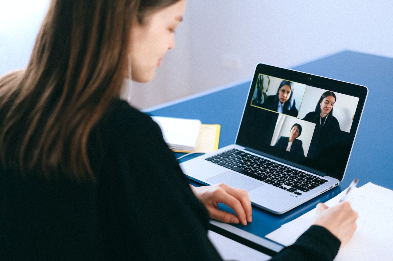 Women on a group video conference call