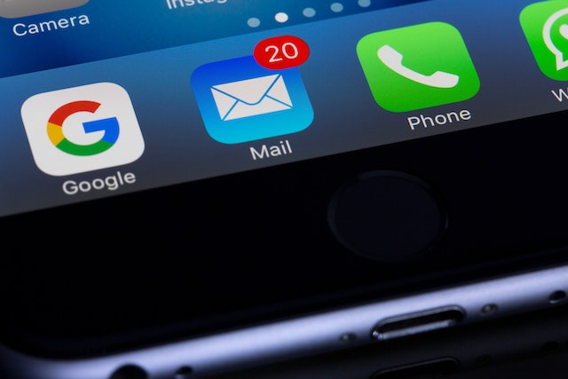 Email app on smartphone screen