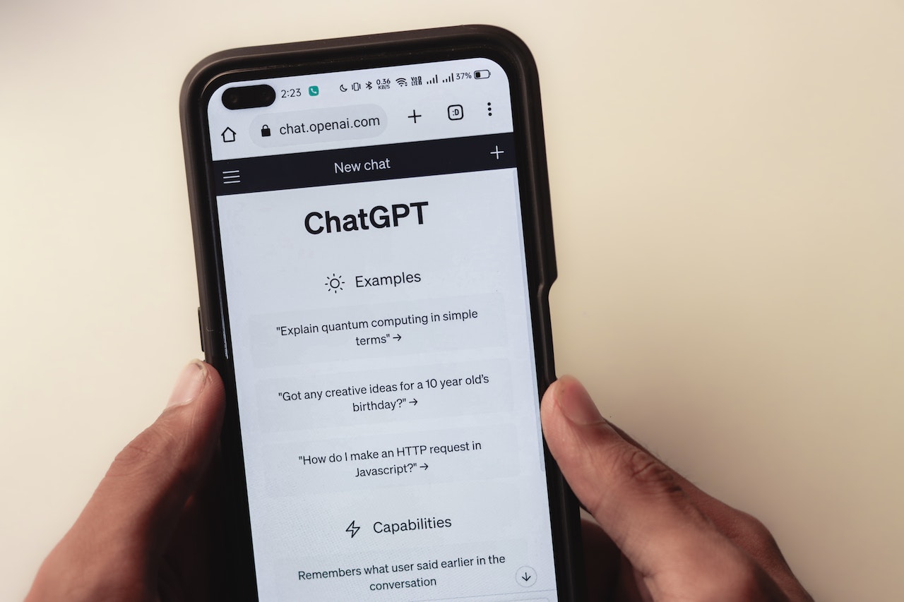 ChatGPT webpage on a phone