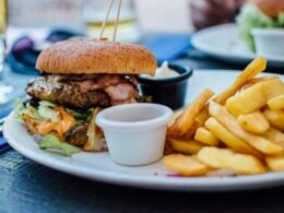 Hamburger-with-french-fries