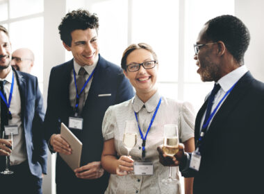 Young entrepreneurs networking at an event